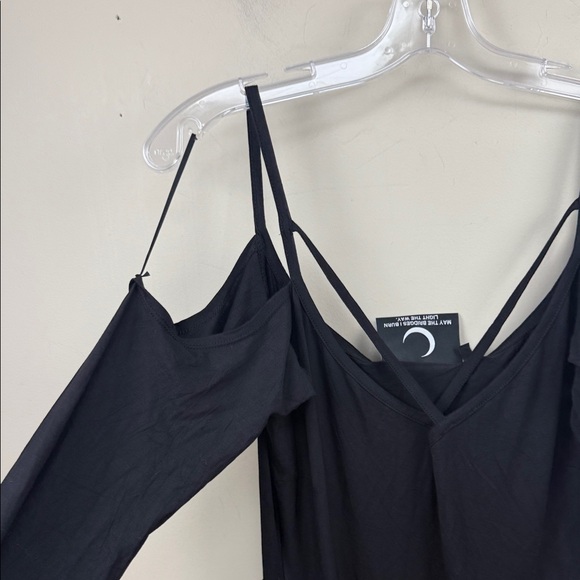 Killstar Black Backless Cold Shoulder bell sleeve jersey goth Dress XL - Picture 9 of 14